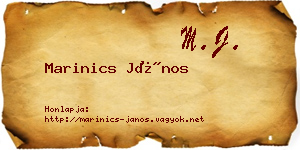 Marinics János névjegykártya
